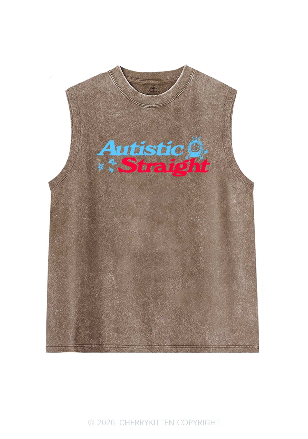 Autistic Straight Pride Y2K Washed Muscle Tank Cherrykitten