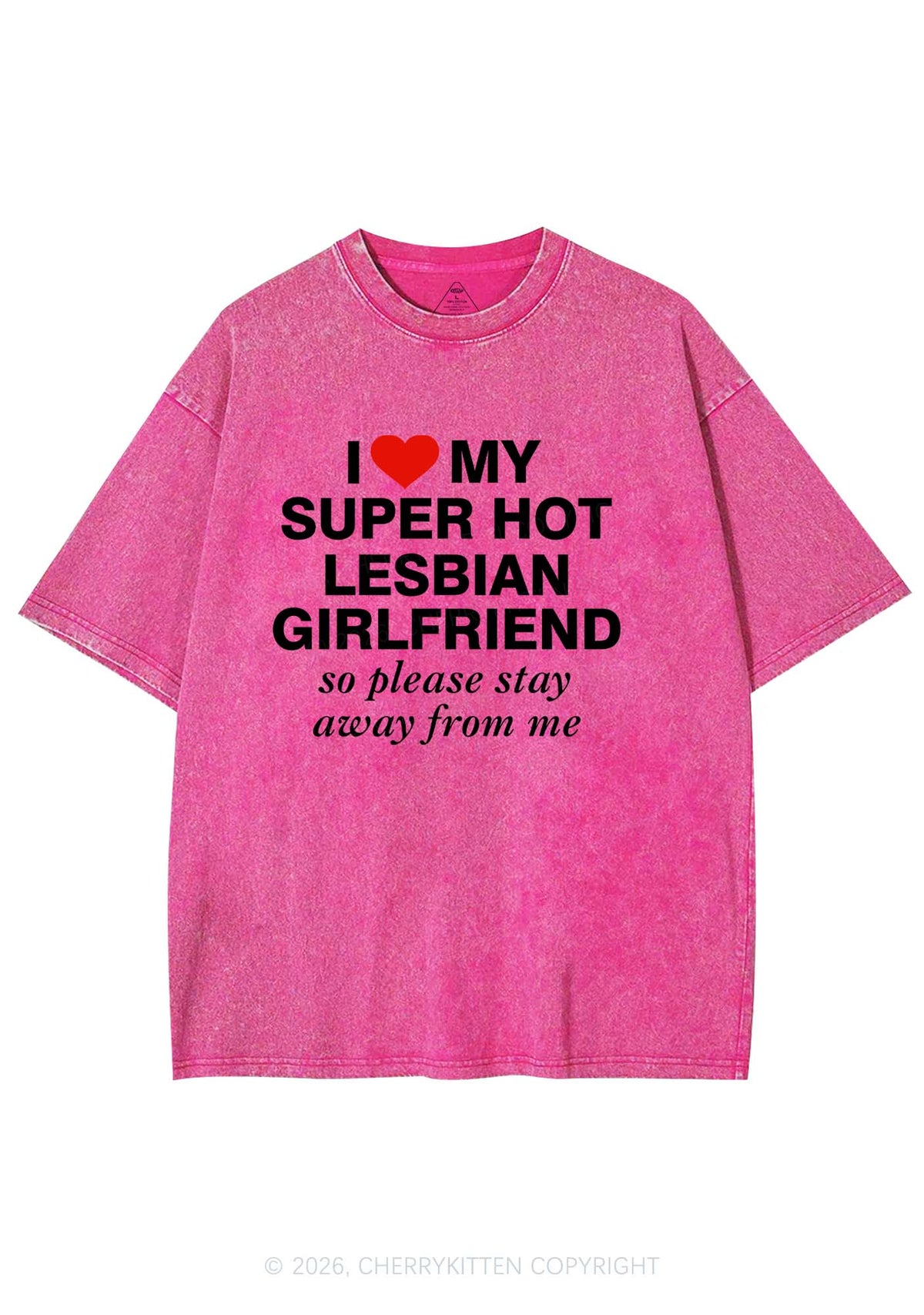 I Love My Super Hot Lesbian GF Pride Y2K Shirts Washed Tee Cherrykitten