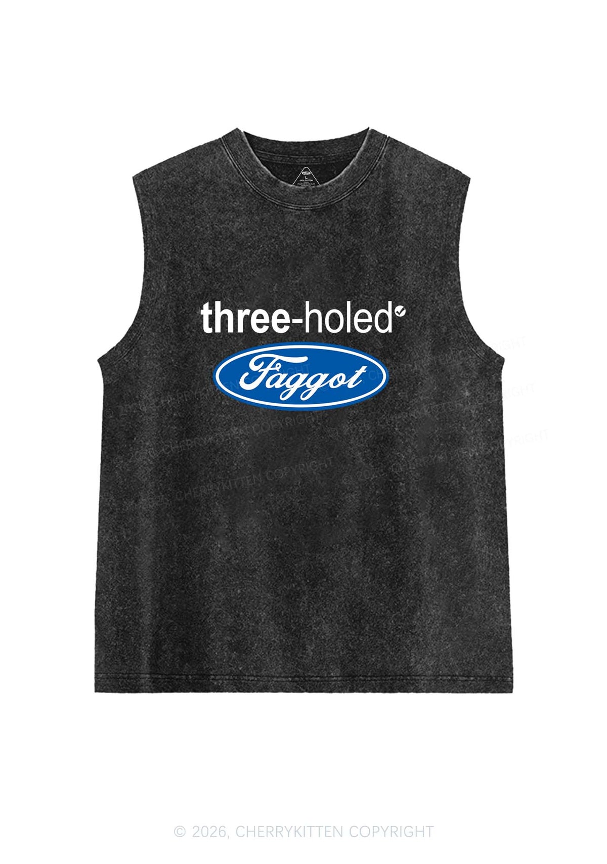 Three Holed Faggot Pride Y2K Washed Muscle Tank Cherrykitten