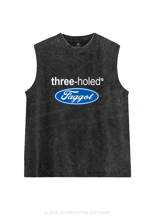Three Holed Faggot Pride Y2K Washed Muscle Tank Cherrykitten