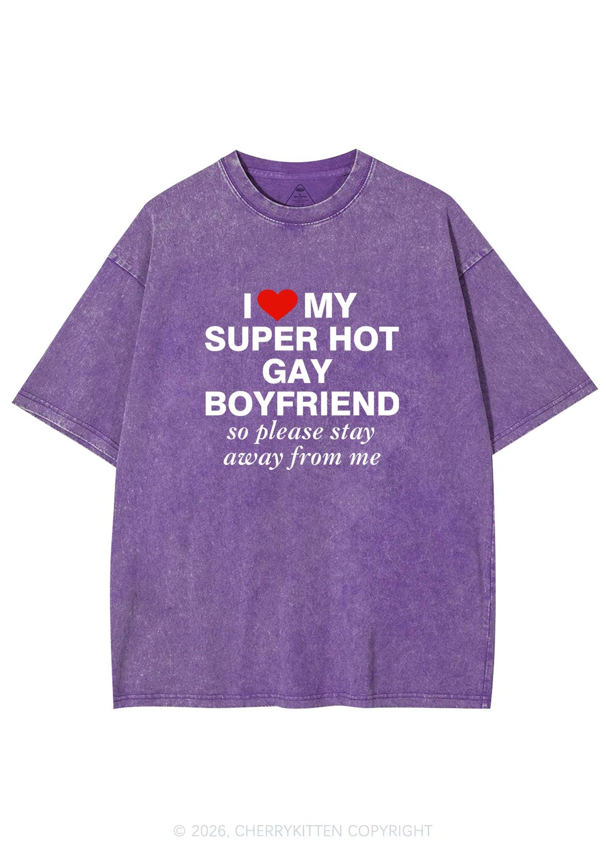 I Love My Super Hot Gay BF Pride Y2K Shirts Washed Tee Cherrykitten