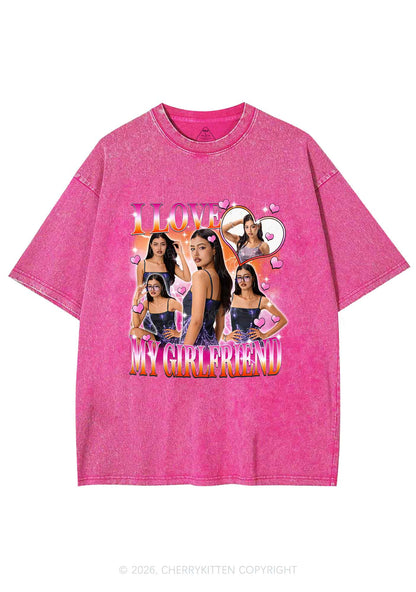 Custom I Love My Lesbian GF Pride Y2K Shirts Washed Tee Cherrykitten