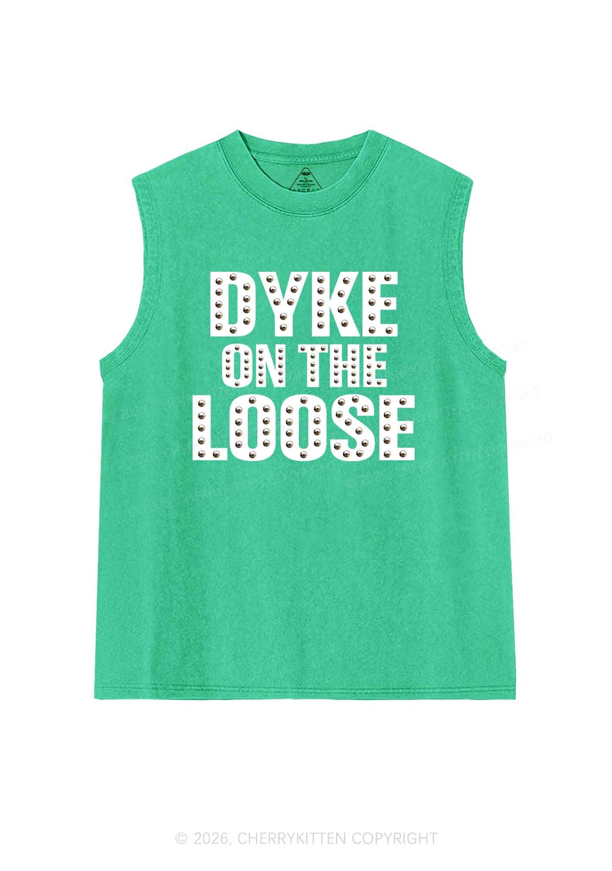 Dyke On The Loose Pride Y2K Washed Muscle Tank Cherrykitten