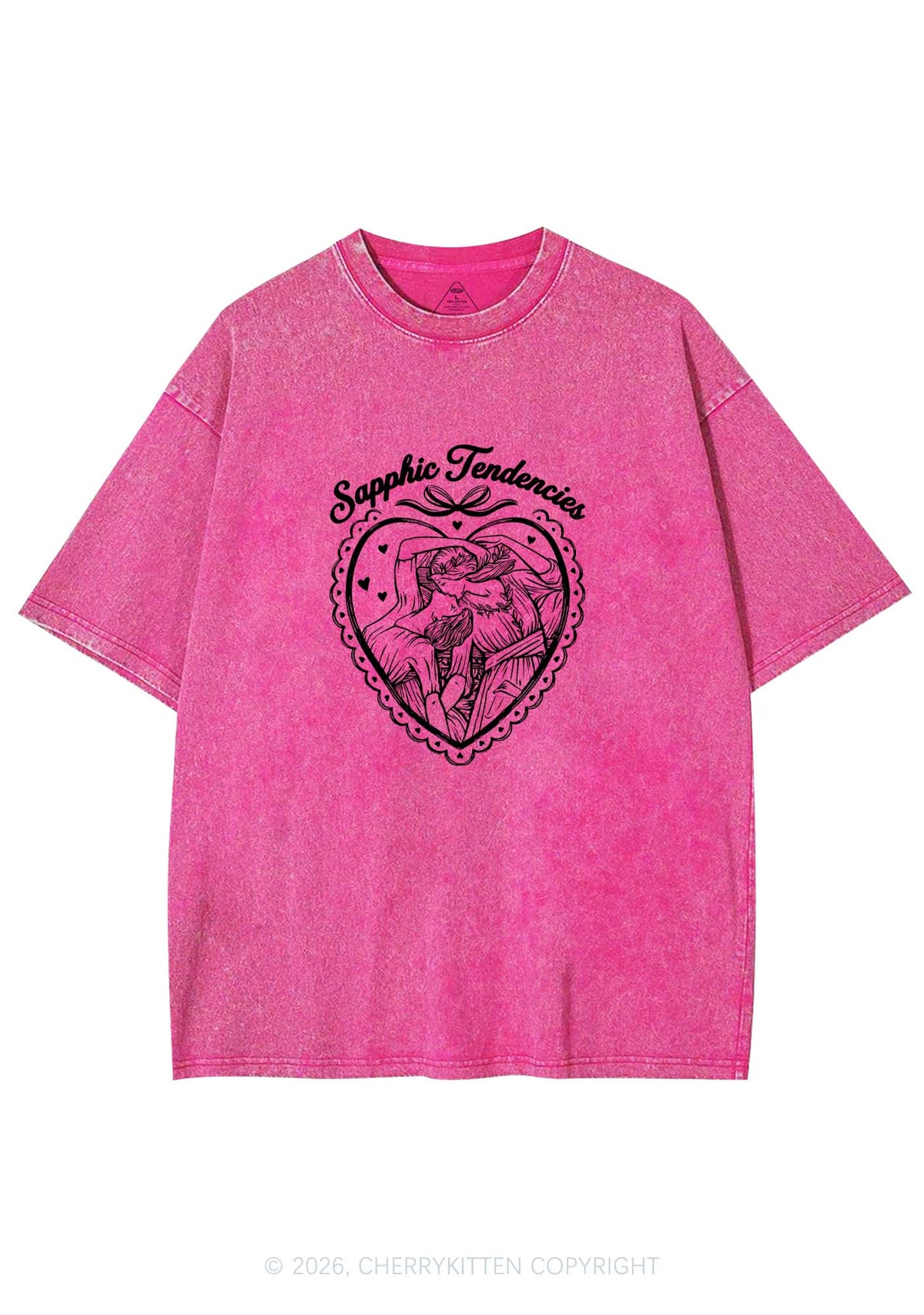 Sapphic Tendencies Art Pride Y2K Shirts Washed Tee Cherrykitten