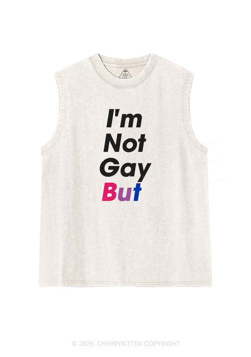 Im Not Gay But Pride Y2K Washed Muscle Tank Cherrykitten