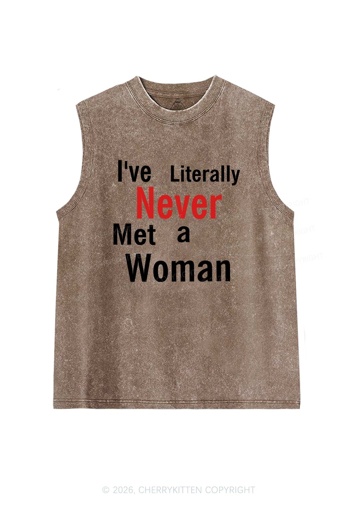 Never Met A Woman Pride Y2K Washed Muscle Tank Cherrykitten