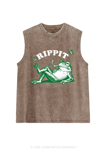 Rippit Frog Y2K Washed Muscle Tank Cherrykitten