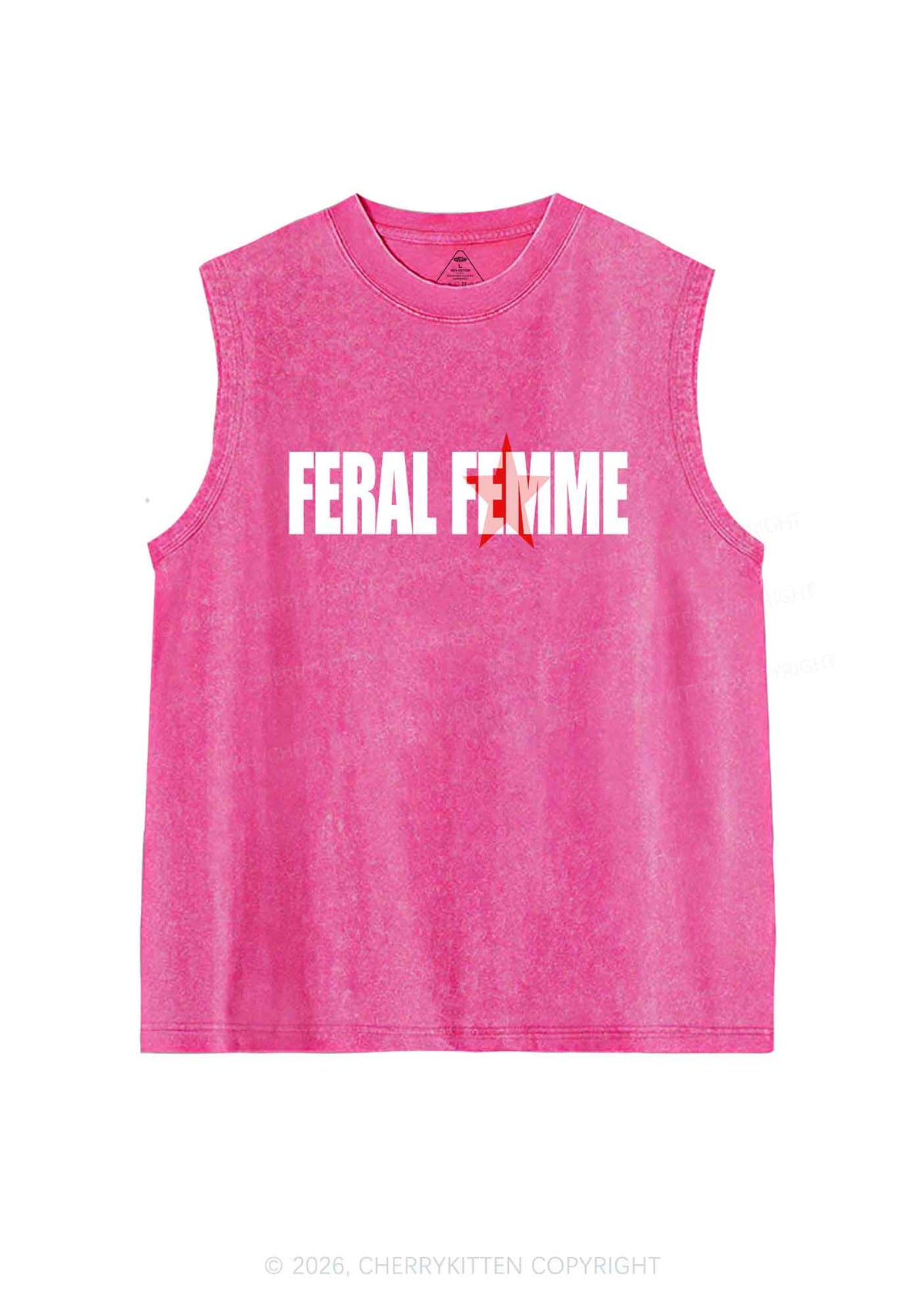Feral Femme Pride Y2K Washed Muscle Tank Cherrykitten