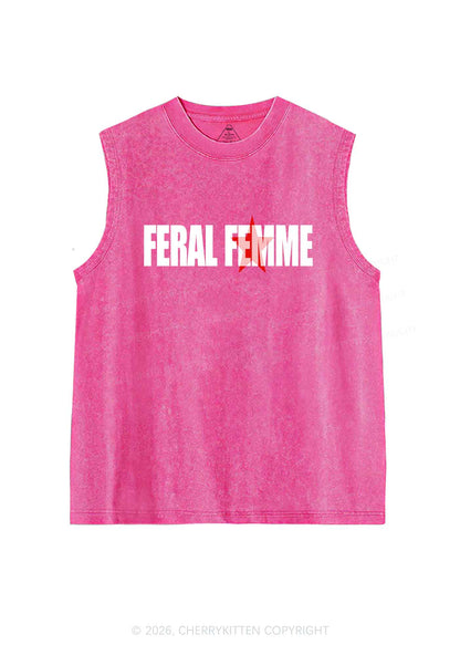 Feral Femme Pride Y2K Washed Muscle Tank Cherrykitten