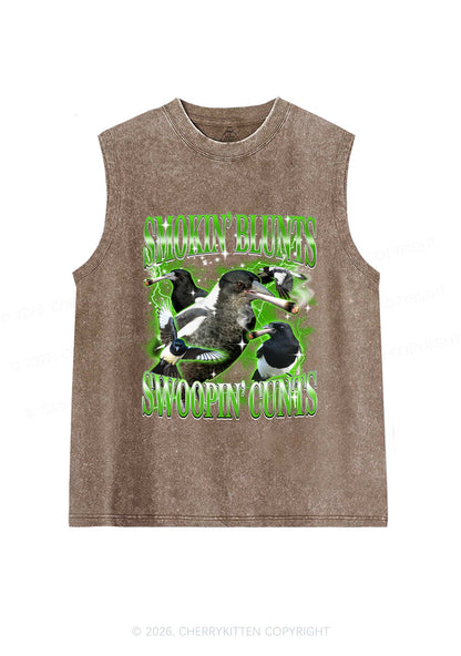 Smokin Blunts Swoopin Cxxts Y2K Washed Muscle Tank Cherrykitten