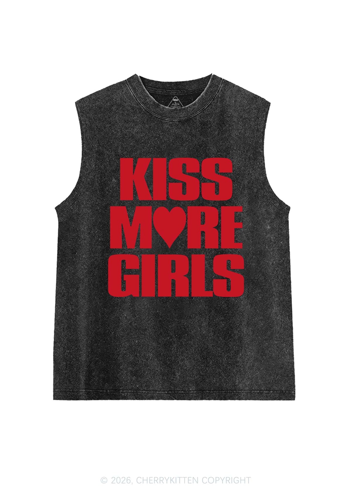 Kiss More Girls Heart Pride Y2K Washed Muscle Tank Cherrykitten