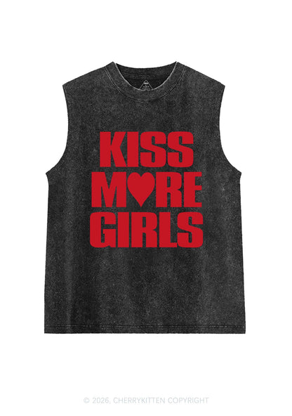 Kiss More Girls Heart Pride Y2K Washed Muscle Tank Cherrykitten