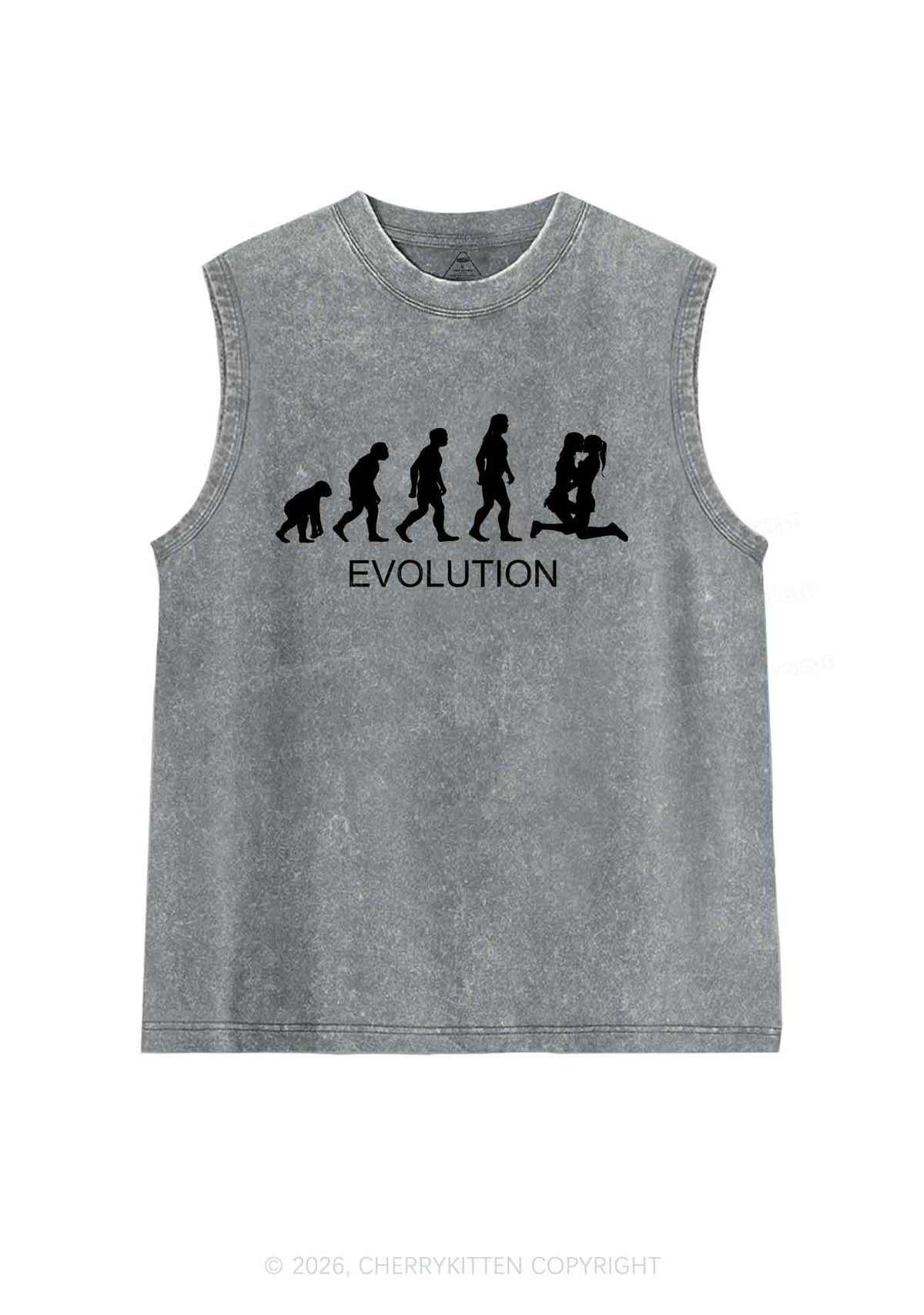 Lesbian Evolution Pride Y2K Washed Muscle Tank Cherrykitten