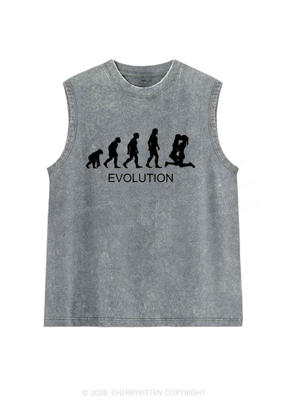 Lesbian Evolution Pride Y2K Washed Muscle Tank Cherrykitten