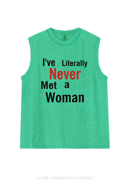 Never Met A Woman Pride Y2K Washed Muscle Tank Cherrykitten