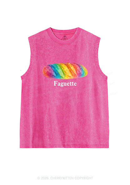 Rainbow Faguette Pride Y2K Washed Muscle Tank Cherrykitten