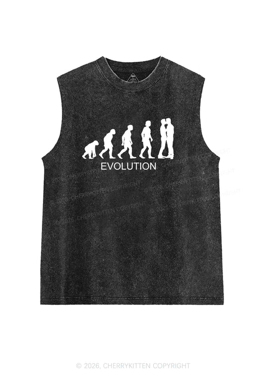 Gay Evolution Pride Y2K Washed Muscle Tank Cherrykitten