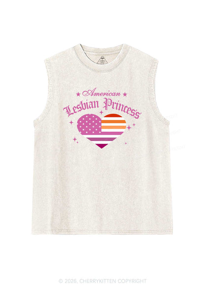 American Lesbian Princess Flag Pride Y2K Washed Muscle Tank Cherrykitten