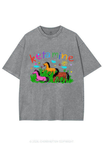 Rainbow K Pony Y2K Shirts Washed Tee Cherrykitten