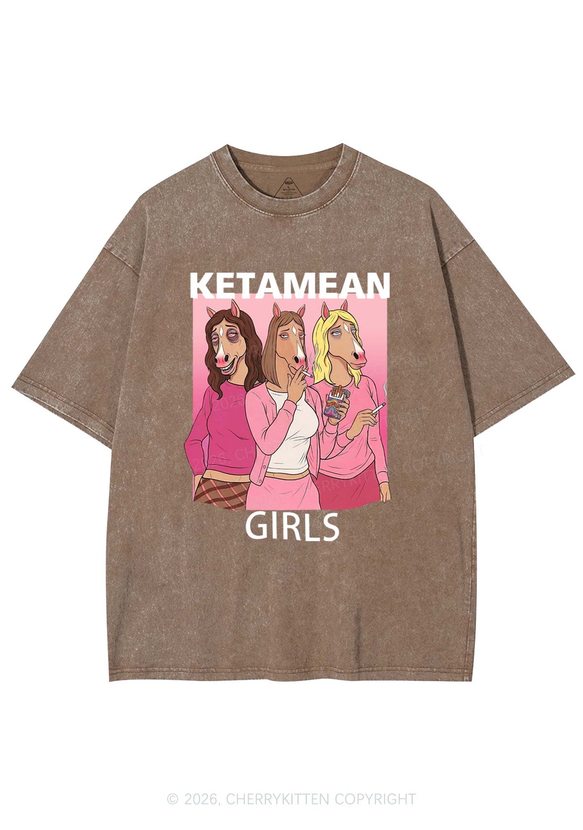 K Horse Girls Y2K Shirts Washed Tee Cherrykitten