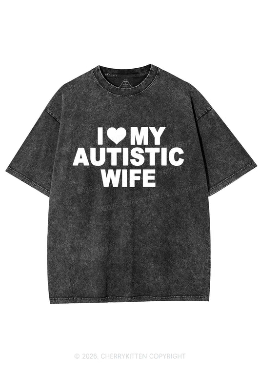 I Love My Autistic Wife Y2K Shirts Washed Tee Cherrykitten