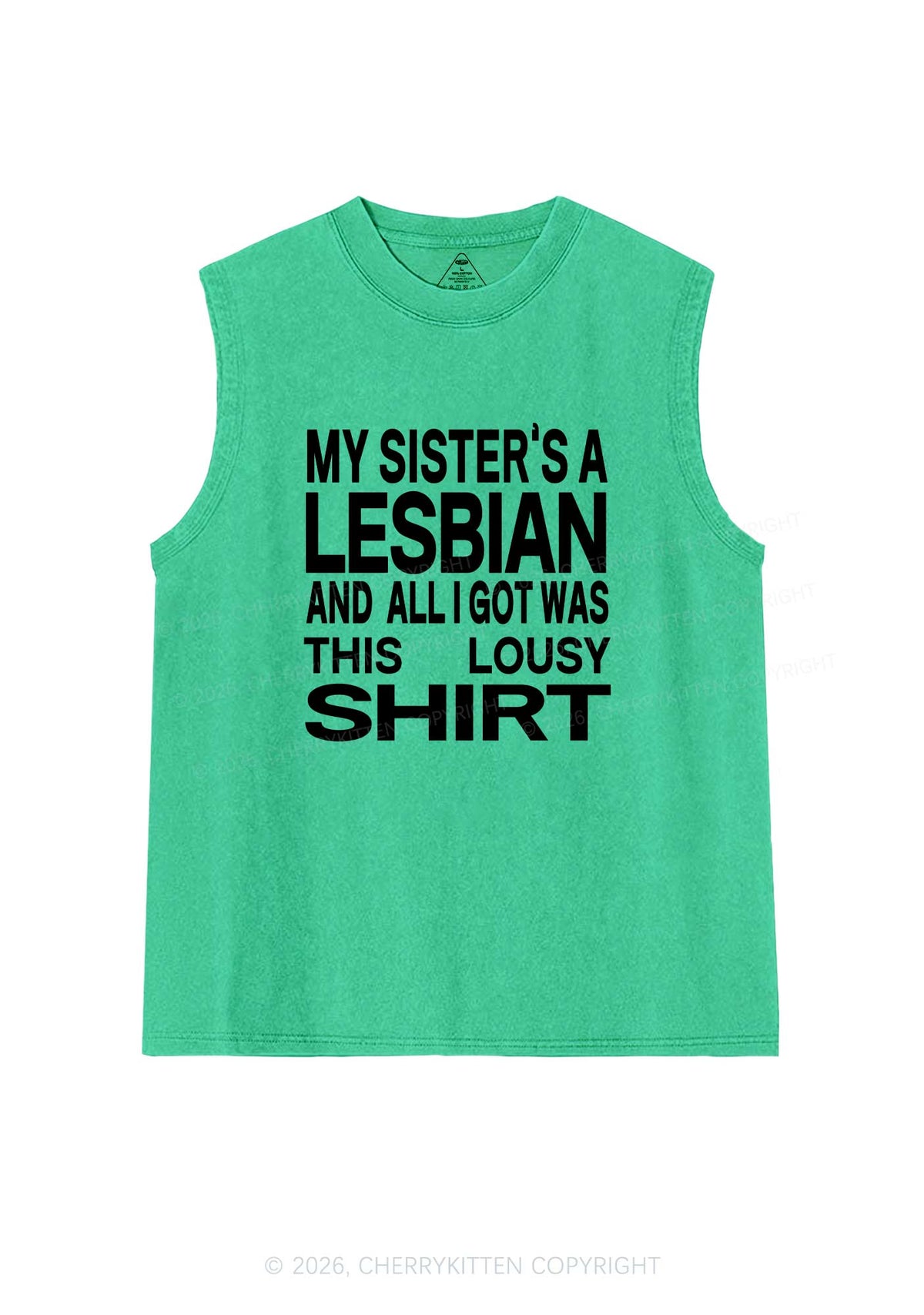 My Sisters A Lesbian Pride Y2K Washed Muscle Tank Cherrykitten