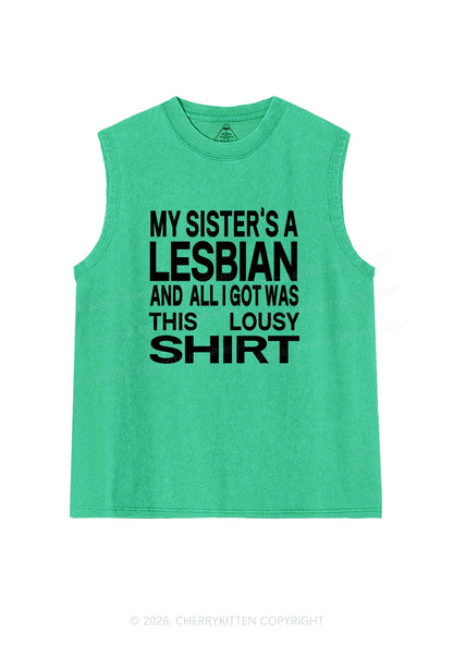 My Sisters A Lesbian Pride Y2K Washed Muscle Tank Cherrykitten