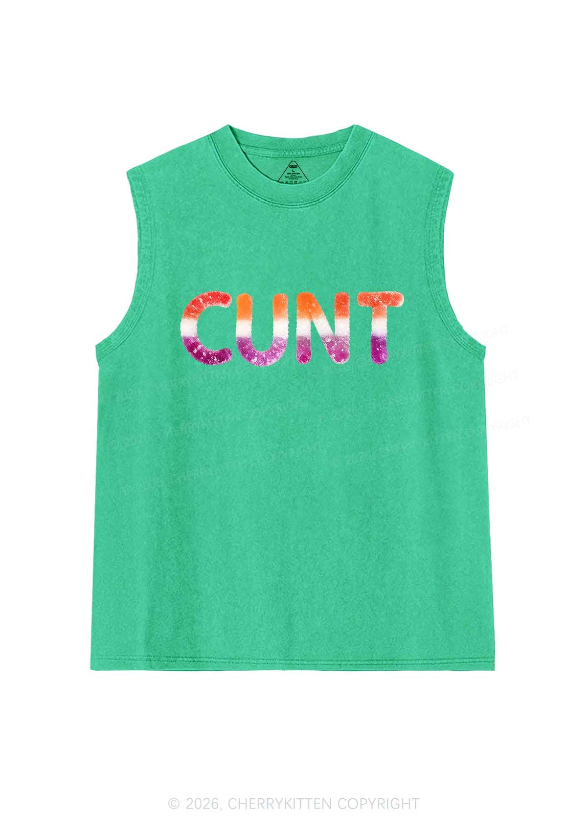 Lesbian Candy Cxxt Pride Y2K Washed Muscle Tank Cherrykitten