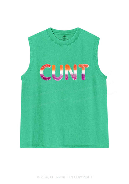 Lesbian Candy Cxxt Pride Y2K Washed Muscle Tank Cherrykitten
