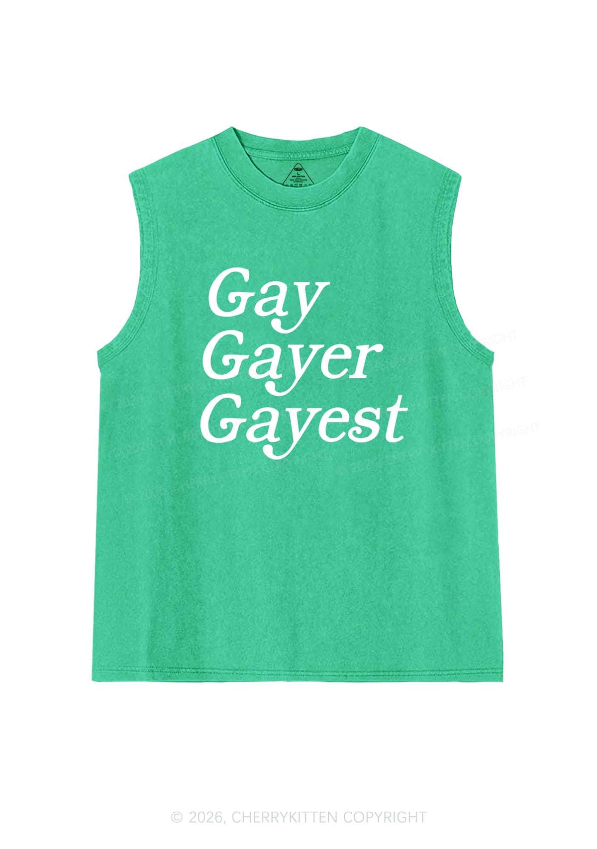 Gay Gayer Gayest Pride Y2K Washed Muscle Tank Cherrykitten