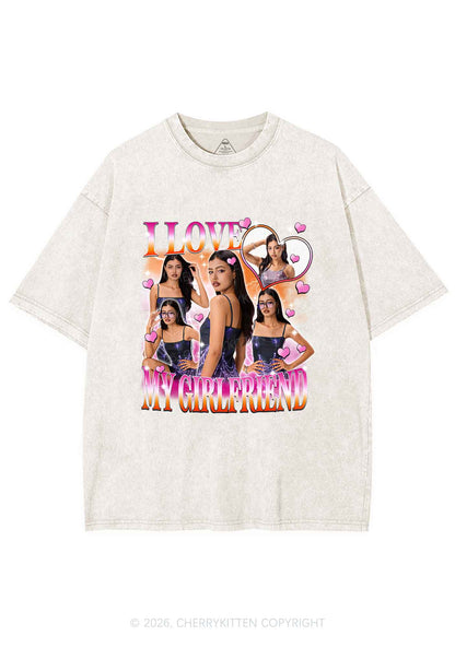 Custom I Love My Lesbian GF Pride Y2K Shirts Washed Tee Cherrykitten