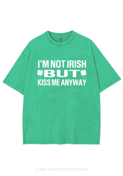 Im Not Irish But Kiss Me St Patricks Y2K Shirts Washed Tee Cherrykitten