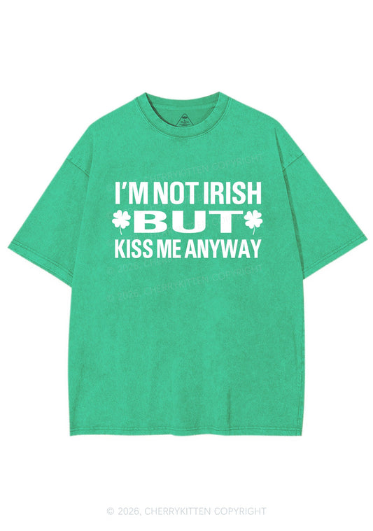 Im Not Irish But Kiss Me St Patricks Y2K Shirts Washed Tee Cherrykitten