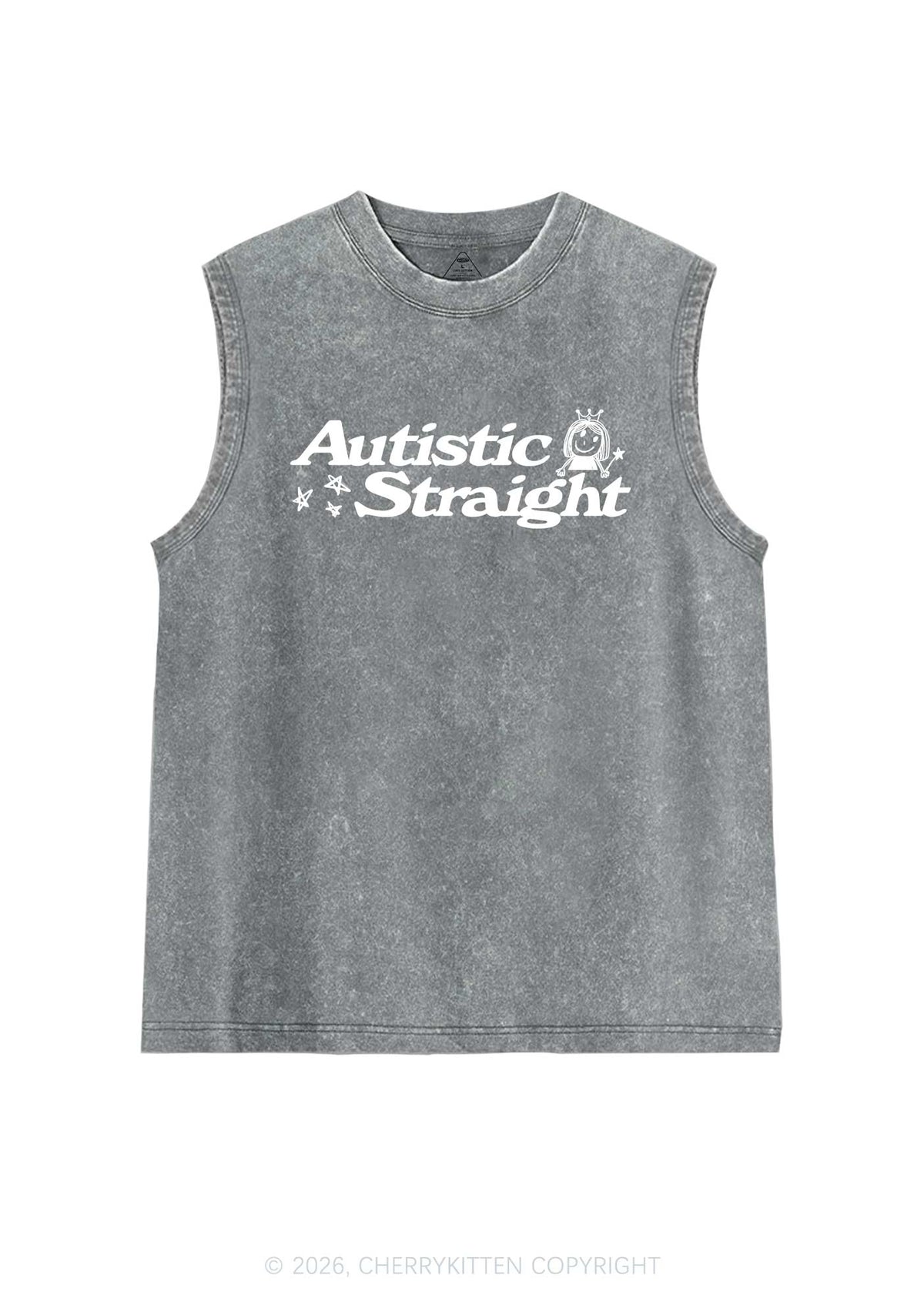Autistic Straight Pride Y2K Washed Muscle Tank Cherrykitten
