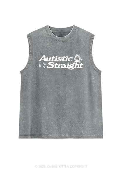 Autistic Straight Pride Y2K Washed Muscle Tank Cherrykitten