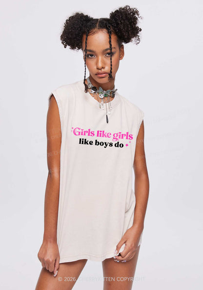 Girls Like Girls Like Boys Do Pride Y2K Washed Muscle Tank Cherrykitten