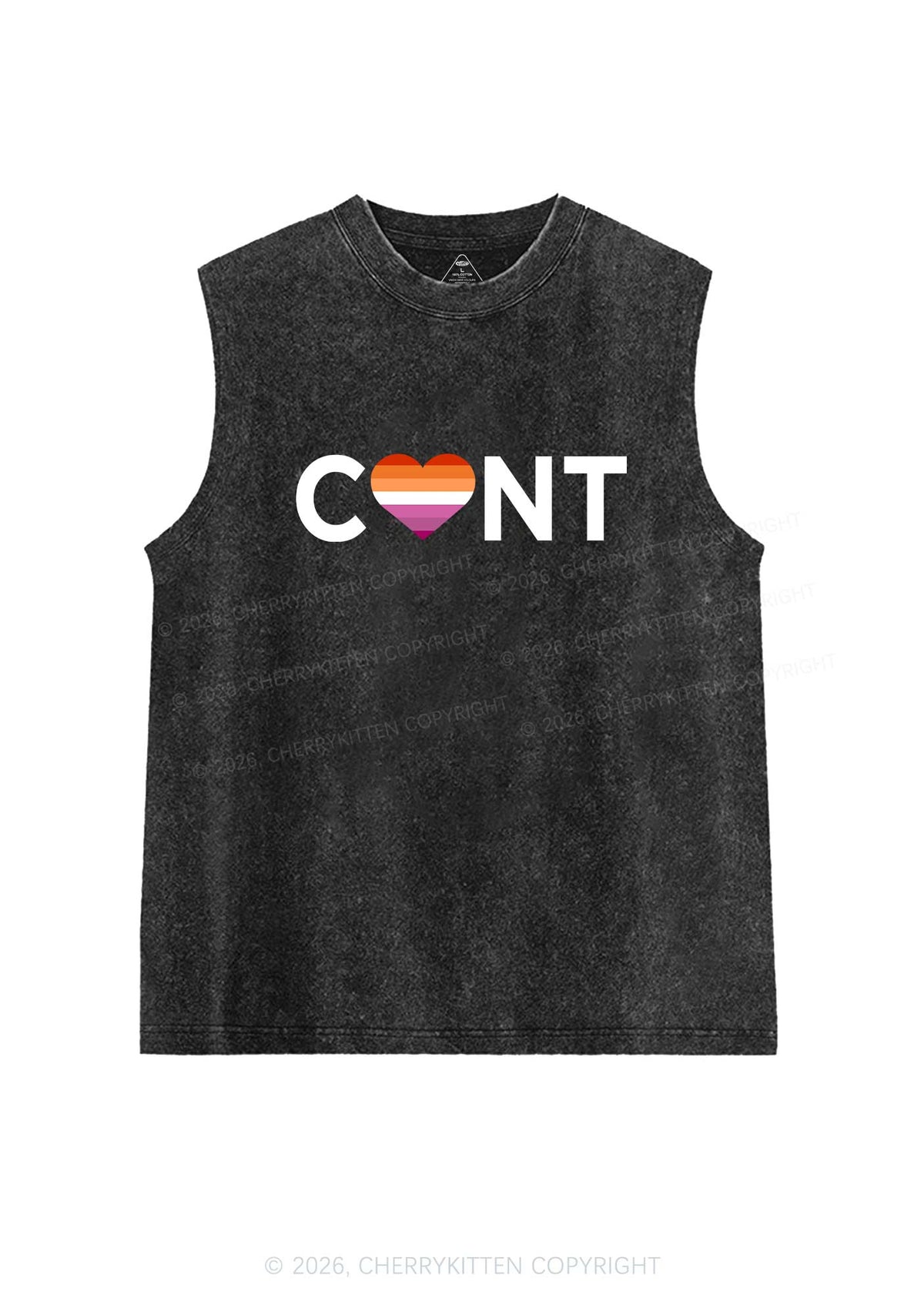 Lesbian Heart Cxxt Pride Y2K Washed Muscle Tank Cherrykitten