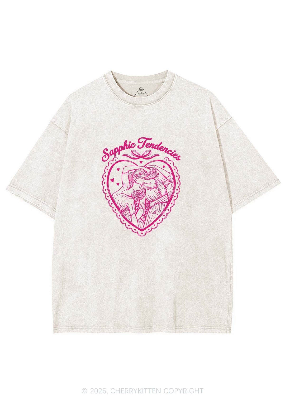 Sapphic Tendencies Art Pride Y2K Shirts Washed Tee Cherrykitten