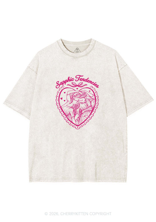 Sapphic Tendencies Art Pride Y2K Shirts Washed Tee Cherrykitten