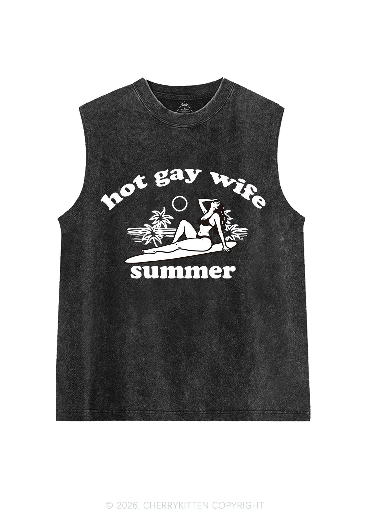 Hot Gay Wife Summer Pride Y2K Washed Muscle Tank Cherrykitten