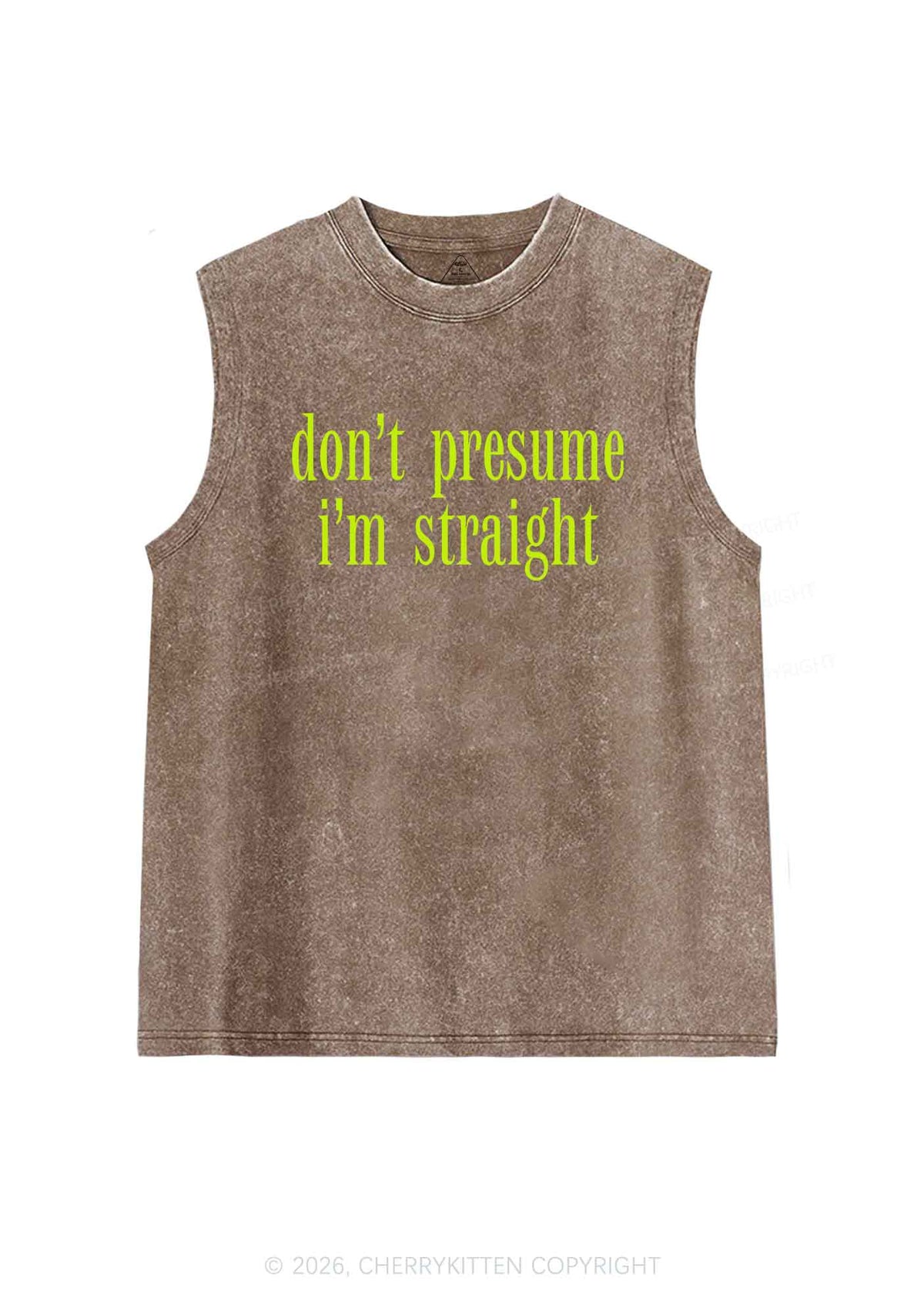 Dont Presume Im Straight Pride Y2K Washed Muscle Tank Cherrykitten