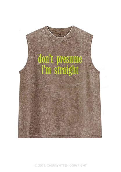Dont Presume Im Straight Pride Y2K Washed Muscle Tank Cherrykitten
