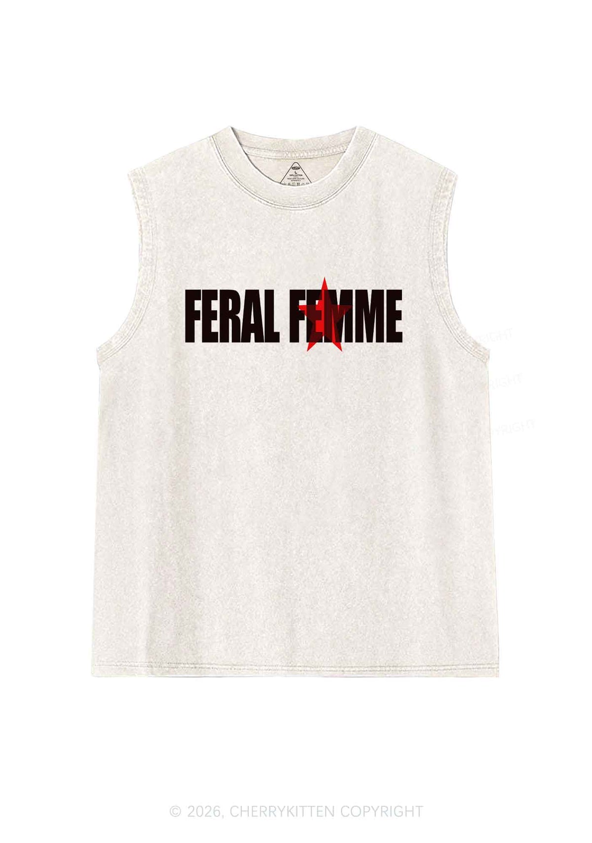 Feral Femme Pride Y2K Washed Muscle Tank Cherrykitten
