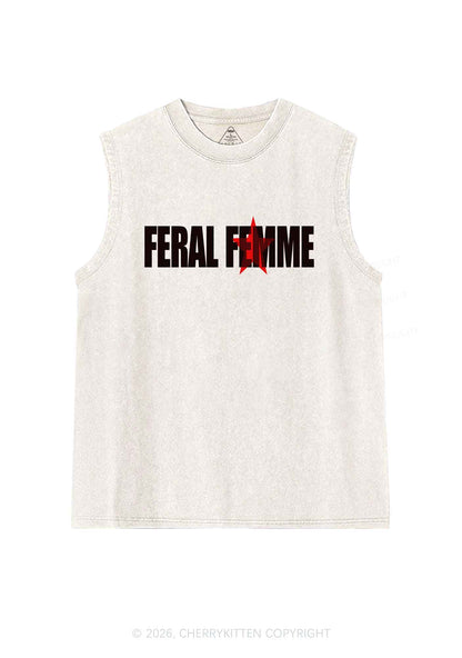 Feral Femme Pride Y2K Washed Muscle Tank Cherrykitten