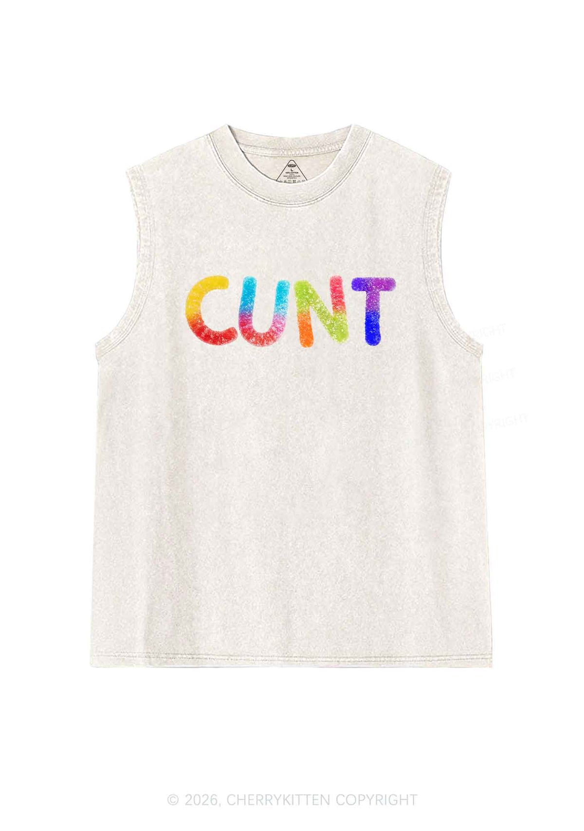 Rainbow Candy Cxxt Pride Y2K Washed Muscle Tank Cherrykitten