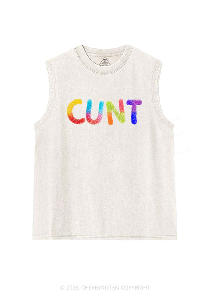 Rainbow Candy Cxxt Pride Y2K Washed Muscle Tank Cherrykitten