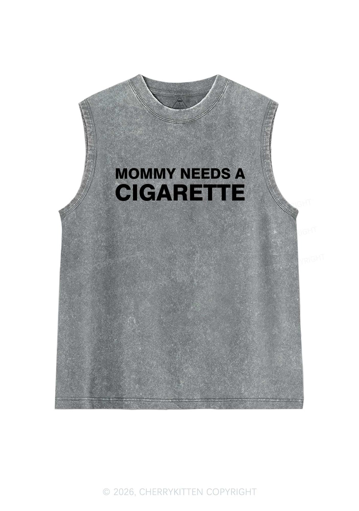 Mommy Needs A Cigarette Y2K Washed Muscle Tank Cherrykitten