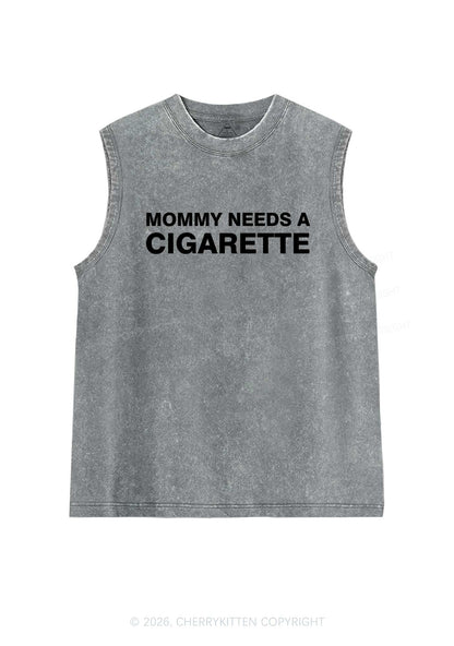 Mommy Needs A Cigarette Y2K Washed Muscle Tank Cherrykitten