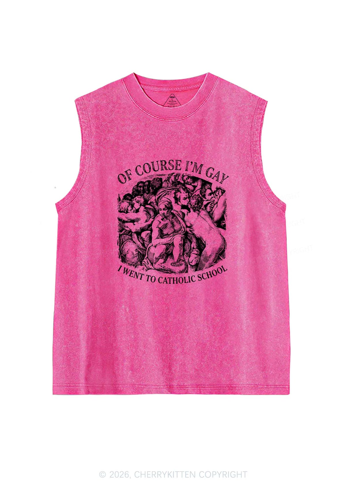 Of Course Im Gay l Pride Y2K Washed Muscle Tank Cherrykitten