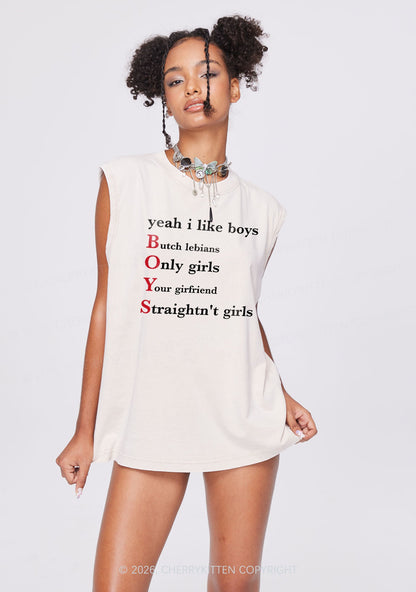 Yeah I Like Boys Pride Y2K Washed Muscle Tank Cherrykitten